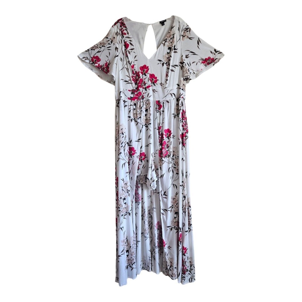 TORRID Women's 14 Challis Maxi Dress & Shorts Romper Floral Pink White Bust 40"